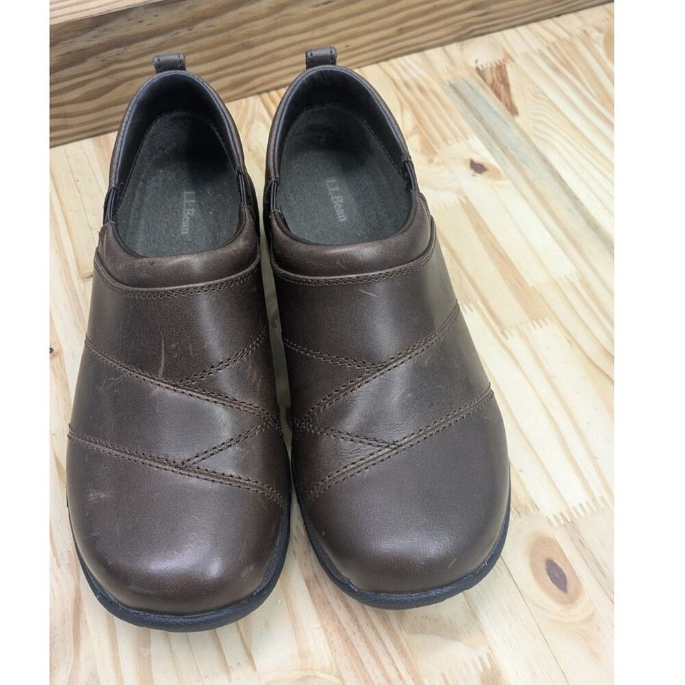 LL Bean slip on Leather Moc Slip-On Shoes Womens 8.5 brown #268707